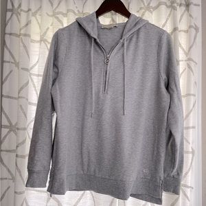 MICHAEL KORS women’s pullover, gray, size L, zipper functional hood drawstring